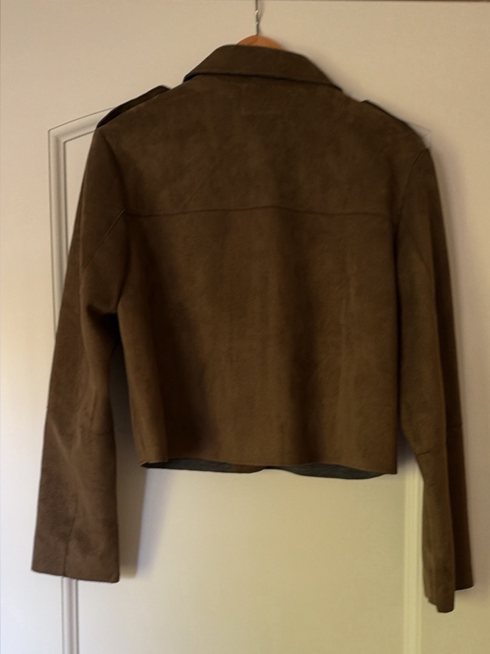 Zara Brown Suede Cropped Button-Front Jacket - Picture 4 of 4